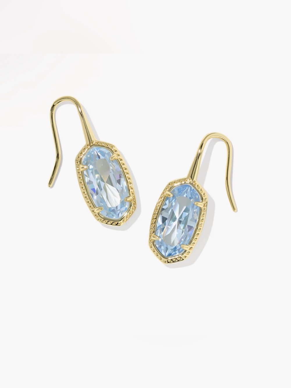 Kendra Scott Light Blue Lee Luxe Gold Drop Earrings